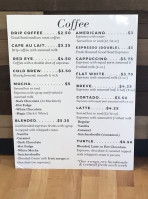 One Room Escapes Coffee menu