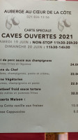 Auberge Communale Au Coeur De La Cote menu