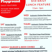 The Chef's Playground Eatery menu