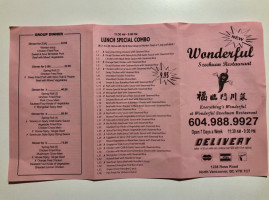 Wonderful Szechuan Restaurant menu