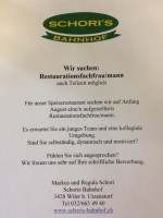 Schori's Bahnhof menu