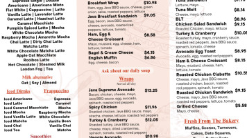 Java Express White Rock menu