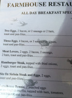 Farmhouse Cafe menu