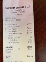 Taqueria Corona menu