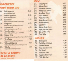 Aya Asia Fusion menu