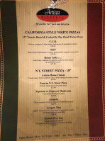 Artista Pizzeria menu