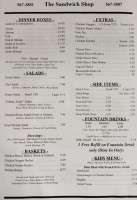 The Sandwich Shop menu