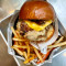 Fried Hot Chicken& Cheese Burger With Cajun Fries